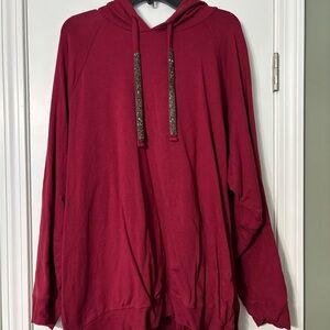 Torrid Maroon Hooded Sweatshirt with Glitter Drawstrings